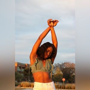 Green with white polka dots